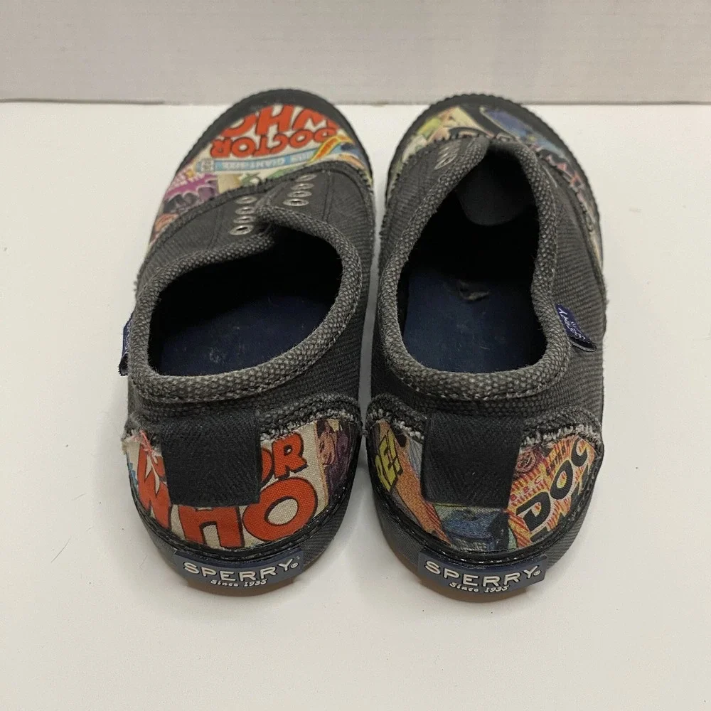Paul Sperry‎ Doctor Who Comic Canvas Slip On Sneakers Black STS99303 Womens 6.5